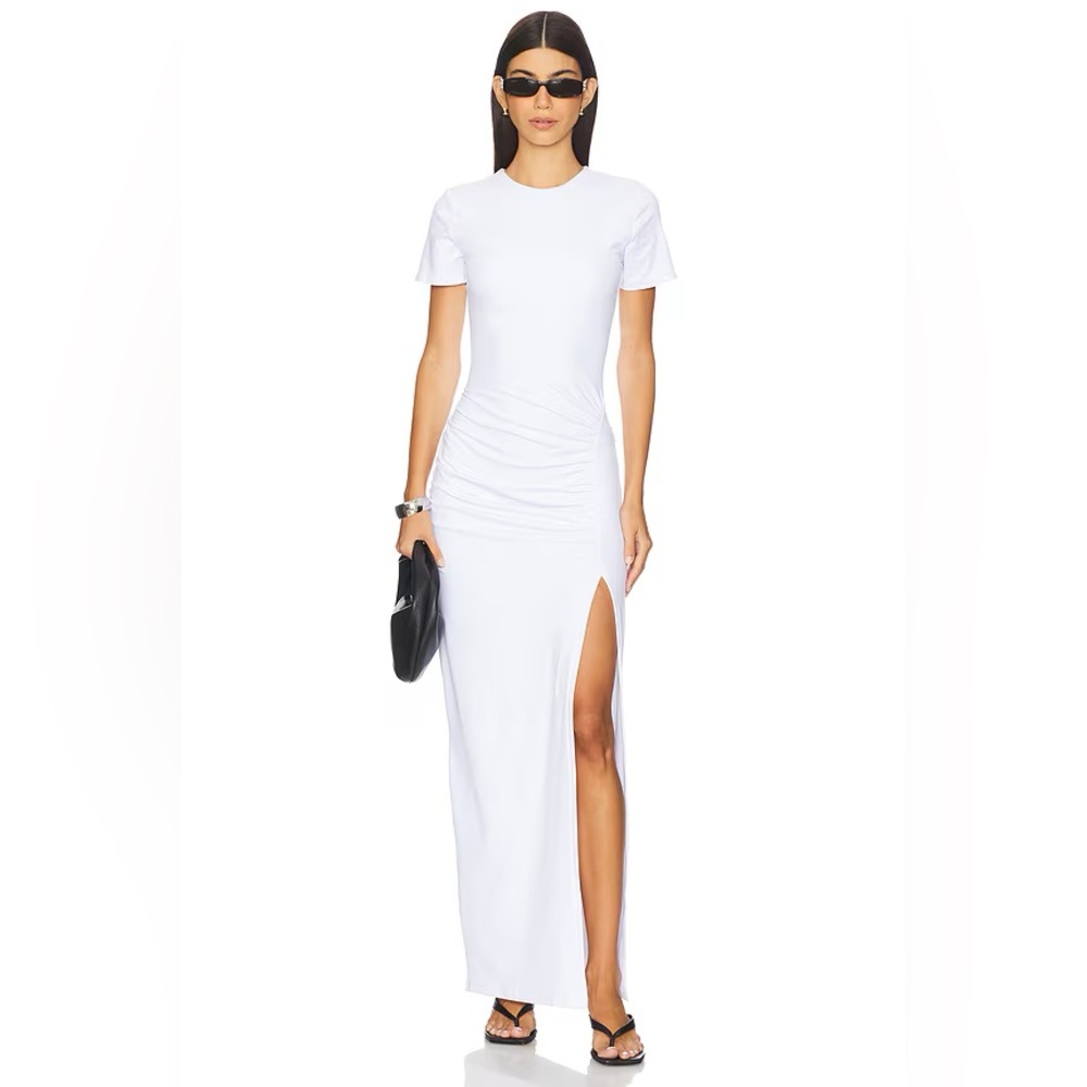 Side Gathered Slit Dress in Sugar size S